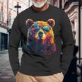 Cool Bear Portrait With Sunglasses Watercolour Bear Langarmshirts Geschenke für alte Männer