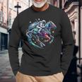 Cool Galaxy Jockey Astronaute Sur Les Courses Hippiques T-shirt à manches longues Cadeaux pour les vieillards