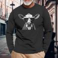 Cool Holstein Head With Sunglasses Farmer Cow Motif Langarmshirts Geschenke für alte Männer