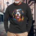 Cute Bernese Mountain Dog On Painted Bernese Mountain Dog Langarmshirts Geschenke für alte Männer