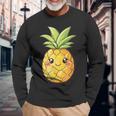 Cute Pineapple Face Kawaii Style Langarmshirts Geschenke für alte Männer