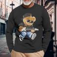 Cute Teddy Bear Playing Electric Guitar Langarmshirts Geschenke für alte Männer