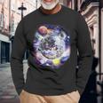 Disco Ball In Space Galaxy Club Retro Langarmshirts Geschenke für alte Männer