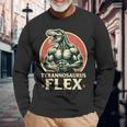 Divertido Bodybuilder Tyrannosaurus Flex Gym T-Rex Dinosaur Camiseta de manga larga Regalos para ancianos