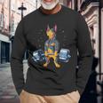 Doberman Weightlifting Deadlift Fitness Gym Camiseta de manga larga Regalos para ancianos