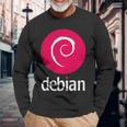 Double-Sided Debian Linux Software Of The Dedicated Community Langarmshirts Geschenke für alte Männer