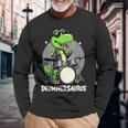 Drummer Boy Musician Drummersaurus Dinosaur Langarmshirts Geschenke für alte Männer