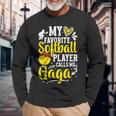 My Favorite Softball Player Calls Me Gaga Softball Gaga Long Sleeve T-Shirt Gifts for Old Men