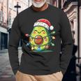 Festive Avocado Santa Christmas Lighting Langarmshirts Geschenke für alte Männer