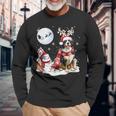 Bernese Mountain Dog Christmas Snowman Xmas Lights Langarmshirts Geschenke für alte Männer