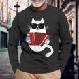 Cat Sunglasses Accordionist Accordion Musician Langarmshirts Geschenke für alte Männer