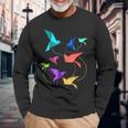 Origami Birds Pleated Kirigami Paper Crane Bird Langarmshirts Geschenke für alte Männer