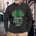 Sayings Der Mit Dem Wald Speicht Holzfäller Forst Langarmshirts Geschenke für alte Männer