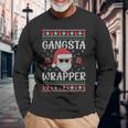 Gangsta Wrapper Saying Christmas Wrapping Langarmshirts Geschenke für alte Männer