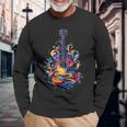 Guitar Player Watercolour Splash Guitar Langarmshirts Geschenke für alte Männer