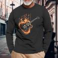 Guitarras Dibujo Guitarrista Ardiente Guitarra Guitarra Eléctrica Camiseta de manga larga Regalos para ancianos
