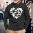 Happy New Year 2025 Heart Happy New Year New Year Langarmshirts Geschenke für alte Männer