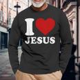I Heart Jesus I Love Jesus Long Sleeve T-Shirt Gifts for Old Men
