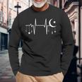 Heartbeat Of Faith – Islamic Crescent And Lantern Langarmshirts Geschenke für alte Männer