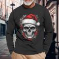 Heavy Xmas Skull With Santa Hat Ugly Hohoho Ho Langarmshirts Geschenke für alte Männer