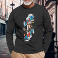 Hokusai Japonais En Fleurs De Cerisier Dans Le Style Rétro Des Années 90 T-shirt à manches longues Cadeaux pour les vieillards