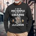 Homme Humour Chasseur Sanglier J'aime La Chasse Et L'apéro T-shirt à manches longues Cadeaux pour les vieillards