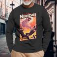 It's Ninjesus 80S Action Movie Parodie Drôle Chrétien Jésus T-shirt à manches longues Cadeaux pour les vieillards