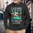 I Kicked 100 Days Of School Soccer Player Sports 100Th Day Long Sleeve T-Shirt Gifts for Old Men