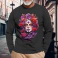 La Catrina Cool Dia De Muertos Day Of The Dead Langarmshirts Geschenke für alte Männer