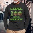 Level 100 Days Complete Gaming Pixel 100Th Days Of School Long Sleeve T-Shirt Gifts for Old Men