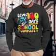 Level 100 Days Of School Completed Gaming Gamer Boy Long Sleeve T-Shirt Gifts for Old Men