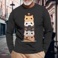 Lindos Gatos Niños Y Gatitos Amante De Los Gatos Anime Y Kawaii Gato Camiseta de manga larga Regalos para ancianos