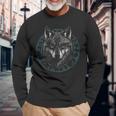 Lobo Ojos Azules Iconosikingos Camiseta de manga larga Regalos para ancianos