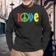 Love Peace Sign Symbol World Planet Freedom Hippie Kindness Long Sleeve T-Shirt Gifts for Old Men