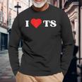 I Love Ts I Heart Ts Y2k Aesthetic Red Heart Camiseta de manga larga Regalos para ancianos