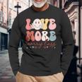 Love More Worry Less Smile Face Heart Happy Valentine's Day Long Sleeve T-Shirt Gifts for Old Men