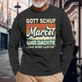 Marcel Name Saying Gott Schuf Marcel Langarmshirts Geschenke für alte Männer