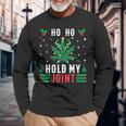 Marijuana Ho Ho Hold My Joint Ugly Christmas Jumper Langarmshirts Geschenke für alte Männer