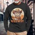 Meowdy Cat Meow Cowboy Hat Country Music Texas Langarmshirts Geschenke für alte Männer