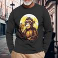 Mono Bebiendo Cerveza Bebedor De Cerveza Divertido Gorila Borracho Sim Camiseta de manga larga Regalos para ancianos