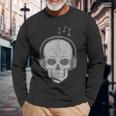 Music Skull DJ Disc Jockey Melophile Melomaniac Halloween Long Sleeve T-Shirt Gifts for Old Men