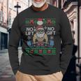 No Lift No Ugly Christmas Santa Gym Langarmshirts Geschenke für alte Männer