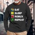 Noob And Professional Gamer Eat Sleep Robux Repeat Long Sleeve T-Shirt Gifts for Old Men