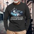 Offizielles Schlaf Boston Terrier Hund Hunde Liebhaber Langarmshirts Geschenke für alte Männer