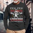 Pew Pew It's Christmas Madafakas Cat Santa Langarmshirts Geschenke für alte Männer