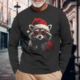 Raccoon With Christmas Hat Christmas Langarmshirts Geschenke für alte Männer