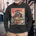 Raccoon Eating Ramen Japanese Noodles Racoon Anime Long Sleeve T-Shirt Gifts for Old Men
