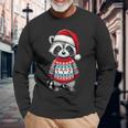 Raccoon Ugly Sweater Santa Hat Christmas Langarmshirts Geschenke für alte Männer