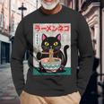 Ramen Cat Retro – Japanese Noodles Anime Kawaii Black Cat Long Sleeve T-Shirt Gifts for Old Men