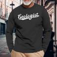 Retro Swoosh Job Title Geologist Camiseta de manga larga Regalos para ancianos